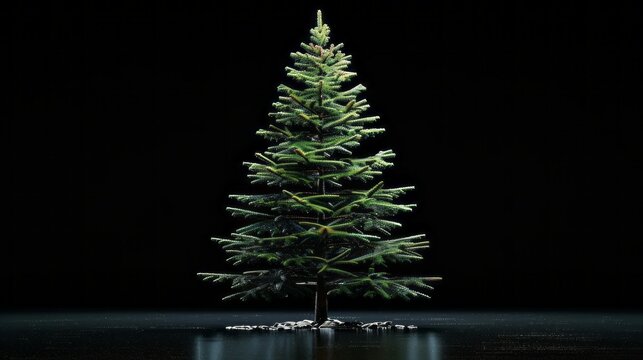 Sperkling Christmas tree on black background for greeting cards