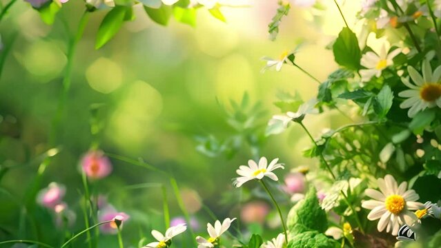 Flower Floral frame animation on green screen. Floral frame animation. Fresh spring 4k video. Summer design in nature. Copy space Space for text