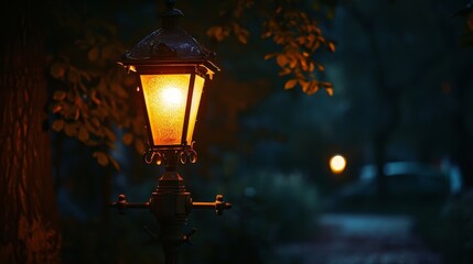 a street lamp at night