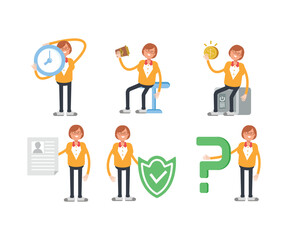 geek woman characters set in various poses vector illustration