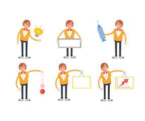 geek woman characters set in various poses vector illustration