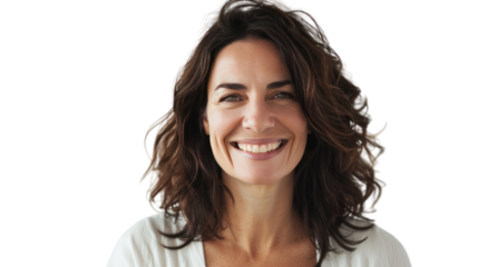 woman smiling. Confident female. Isolated on transparent background.