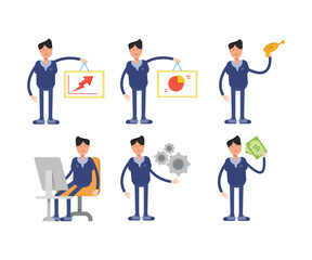 Obraz premium male doctor characters in different poses set vector illustration