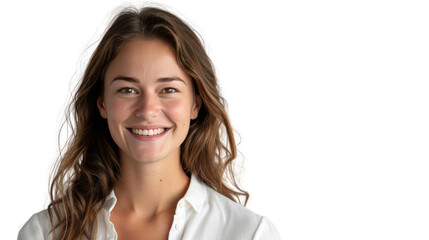 woman smiling. Confident female. Isolated on transparent background.