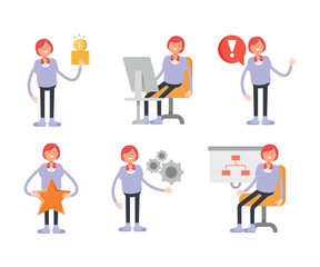 woman characters set in various poses vector illustration
