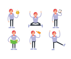 woman characters set in various poses vector illustration