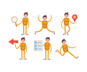 handyman characters set in various poses vector illustration