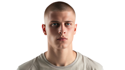 Head and shoulders portrait. Isolated on transparent background.