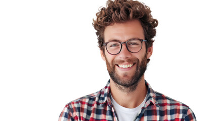 photograph of Happy smart engineer man smiling, Isolated on a transparent background. - obrazy, fototapety, plakaty