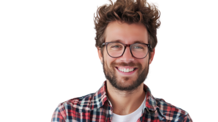 Happy smart engineer man smiling, Isolated on a transparent background.
