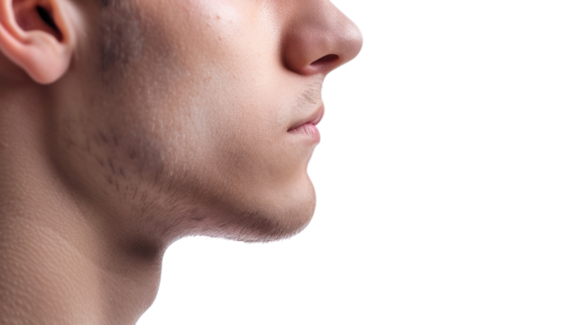 Head and shoulders portrait. Isolated on transparent background.