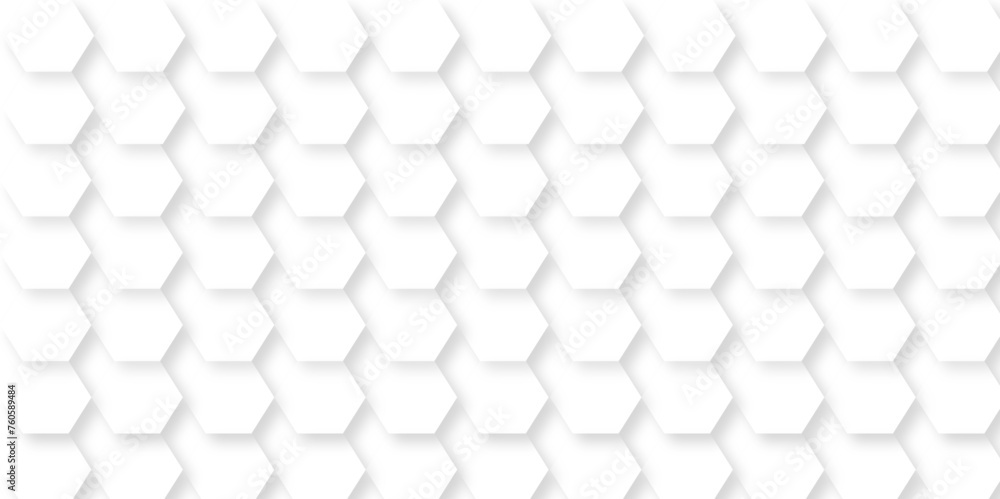 Poster abstract background honeycomb white and grey. embossed hexagon, light and shadow white texture backg