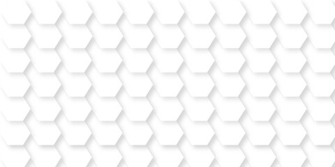 Abstract background honeycomb white and grey. Embossed Hexagon, light and shadow White texture background 3D rendering design