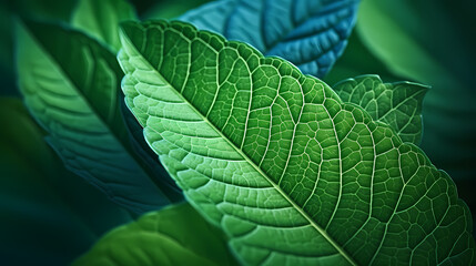 Green leaves pattern macro background