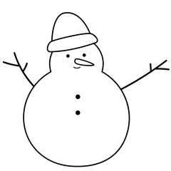 cute snowman line icon
