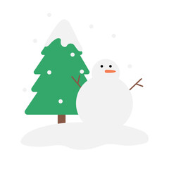 snowman and christmas tree icon