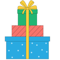 Gift box with ribbon. Christmas decoration