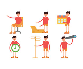 boy characters set in various poses vector illustration