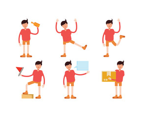 boy characters set in various poses vector illustration