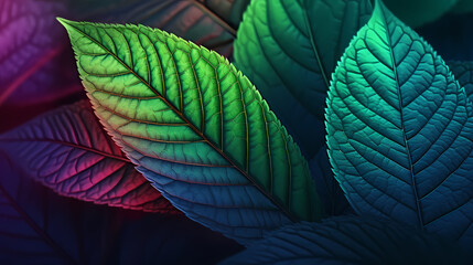 Green leaves pattern macro background