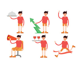 boy characters set in various poses vector illustration