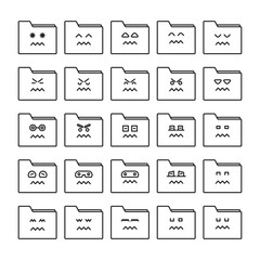 nervous folder emoji icons set vector illustration