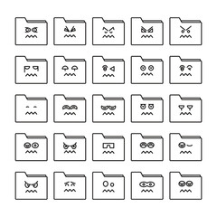nervous folder emoji icons set vector illustration