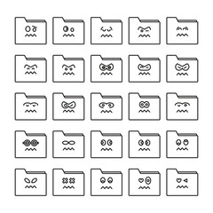 nervous folder emoji icons set vector illustration