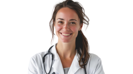 Smiling female doctor with stethoscope in medical uniform