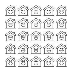 happy house emoji icons set vector illustration