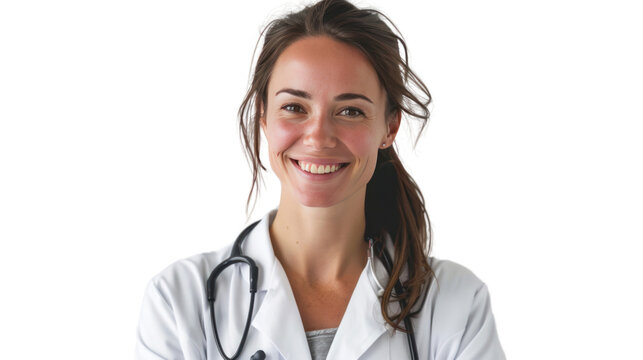 Smiling female doctor with stethoscope in medical uniform