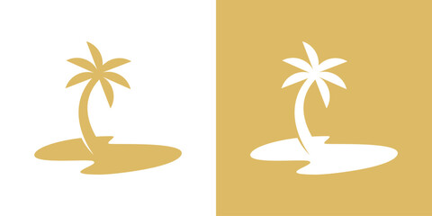 palm tree logo design, beach, holiday, logo design template, symbol, creative idea. - obrazy, fototapety, plakaty