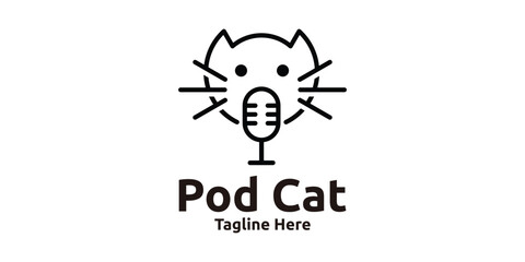 logo design microphone with paint, talk pet, pet shop, logo design template, symbol, creative idea.