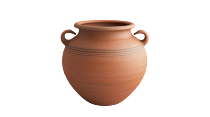 Empty traditional clay pot, Isolated on a transparent background.