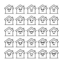mute house emoji icons set vector illustration