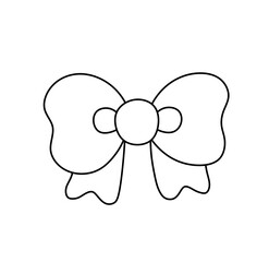 Vector isolated one single simple little ribbon bow  colorless black and white contour line easy drawing