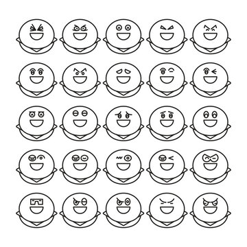 happy bun emoji icons set vector illustration