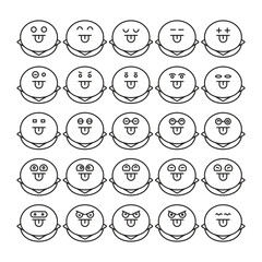 cheeky bun emoji icons set vector illustration