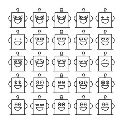 Fototapeta premium smile robot emoji icons set vector illustration
