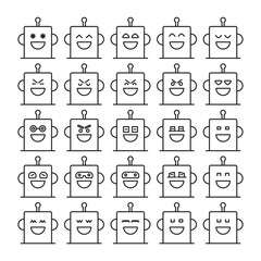 smile robot emoji icons set vector illustration