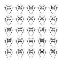 smile light bulb emoticons line illustration