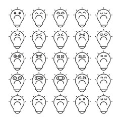 Fototapeta premium moody light bulb emoticons line illustration