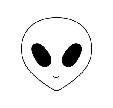 Vector isolated simple alien stranger head face mask shape colorless black and white contour line easy drawing