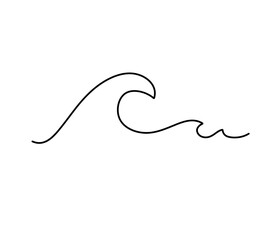 Vector isolated simple waves one single contemporary line sign colorless black and white contour line easy drawing