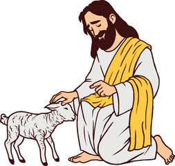 Jesus Christ Found a Lost Sheep Cartoon