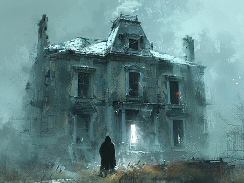 A haunted house's transformation into a beacon of hope, guided by a mysterious light.