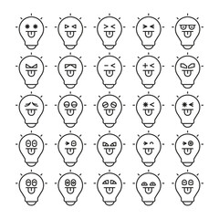 cheeky light bulb emoticons line illustration