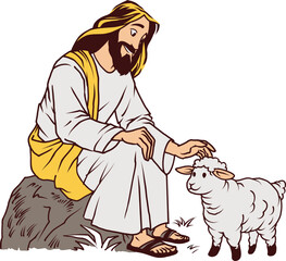 Jesus Christ Found a Lost Sheep Cartoon