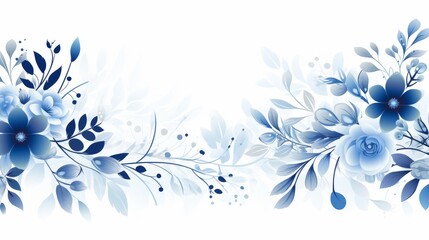Fototapeta na wymiar Floral blue leaves on white background