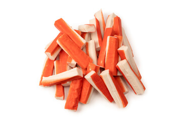 A group of crab sticks isolated on white background.